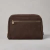 Piccola Pelletteria-Brunello Cucinelli Beauty case in nabuk con doppia zip Marrone (C1035)