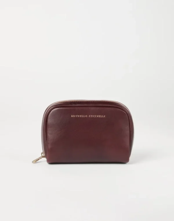 Piccola Pelletteria-Brunello Cucinelli Beauty case in vitello Burgundy (C8457)