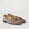 Mocassini-Brunello Cucinelli Belgian Loafer in camoscio con nappi Grigio (C2637)