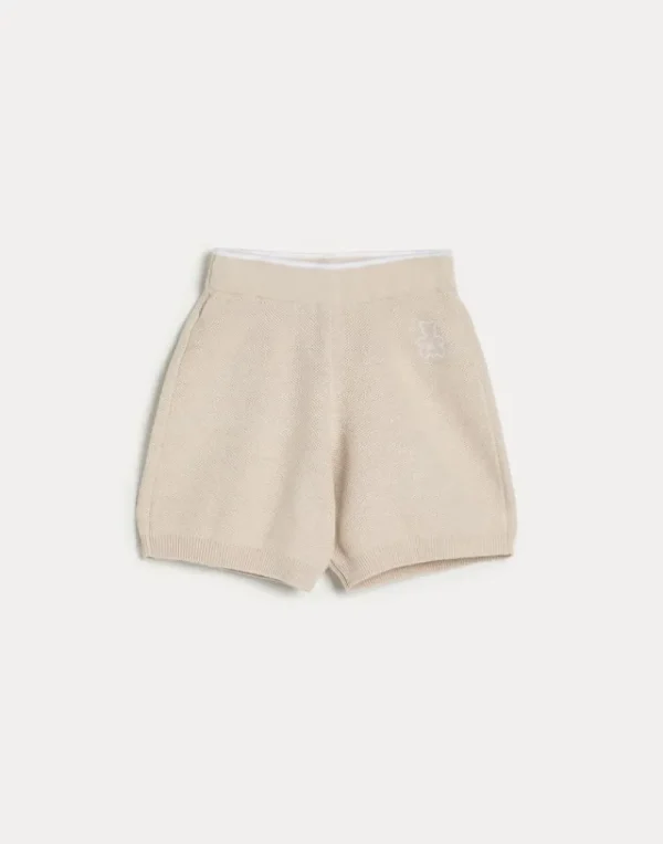 Ready To Wear (2-6 Anni)-Brunello Cucinelli Bermuda Bernie in maglia di cotone nido d'ape Beige (CWA75)