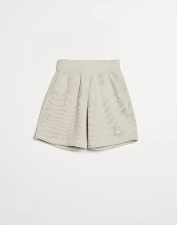 Ready To Wear (2-6 Anni)-Brunello Cucinelli Bermuda Bernie in maglia di cotone costa inglese Avena (C2430)