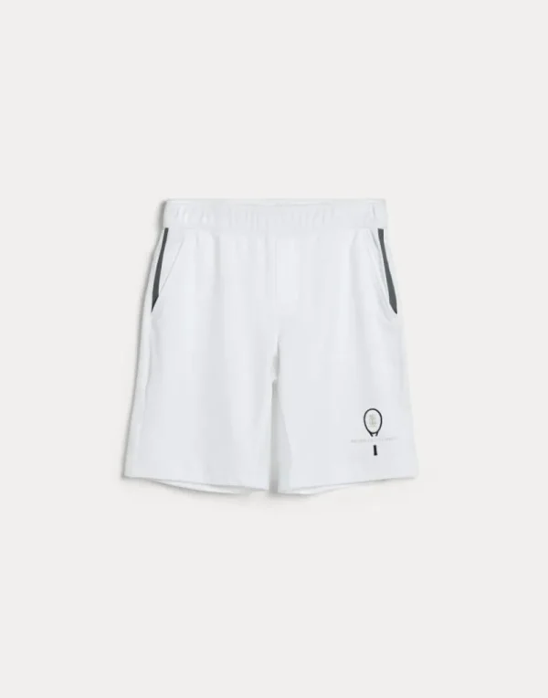 Travelwear-Brunello Cucinelli Bermuda in interlock di cotone con logo Tennis Bianco (C159)