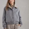 Capospalla-Brunello Cucinelli Bomber in beaver di cashmere e vicuña con Precious Shearling Collar e imbottitura in Thermore® Grigio Chiaro (C002)