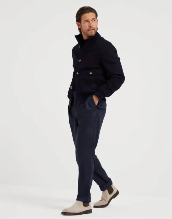 Capospalla-Brunello Cucinelli Bomber in beaver double di lana Blu Navy (CZA66)