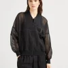 Capospalla-Brunello Cucinelli Bomber in organza di cotone con Shiny Trims Nero (C099)