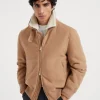 Capospalla-Brunello Cucinelli Bomber in panno leggero idrorepellente di cashmere con inserto in shearling staccabile e imbottitura in Thermore® Beige (CDH35)