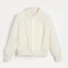 Capospalla-Brunello Cucinelli Bomber in seta Crispy con Dazzling Fern Embroidery Burro (C9597)