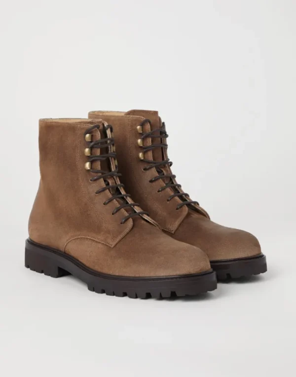 Boots-Brunello Cucinelli Boot in camoscio cerato Marrone (C8044)