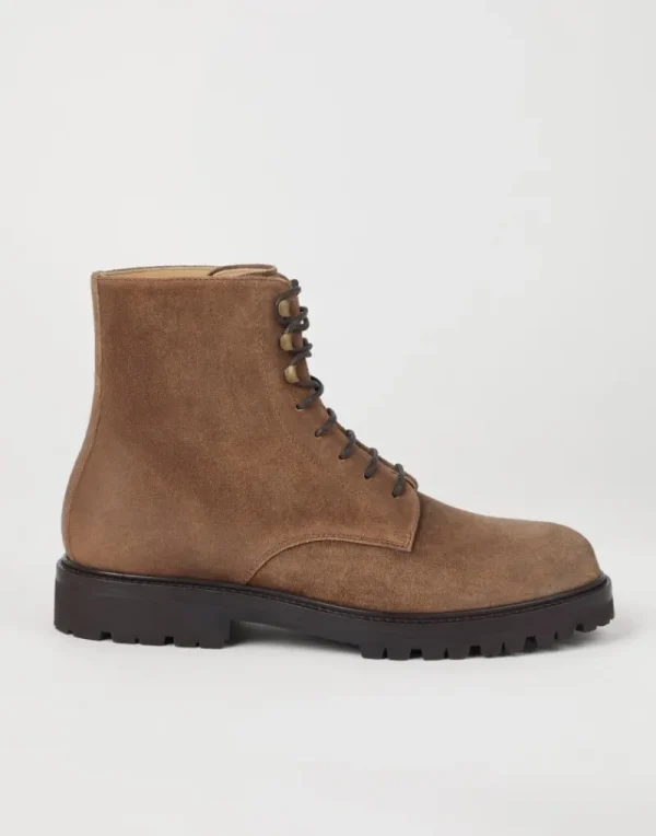 Boots-Brunello Cucinelli Boot in camoscio cerato Marrone (C8044)