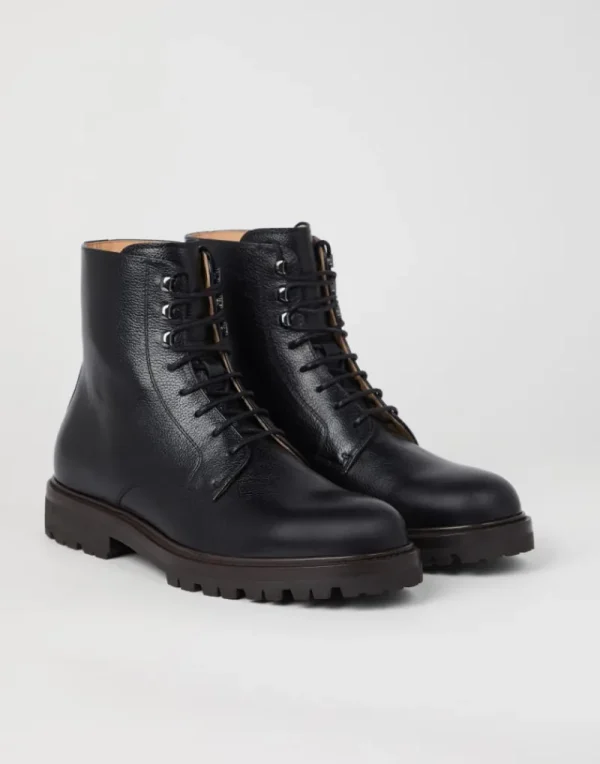 Boots-Brunello Cucinelli Boot in vitello texture Nero (C101)