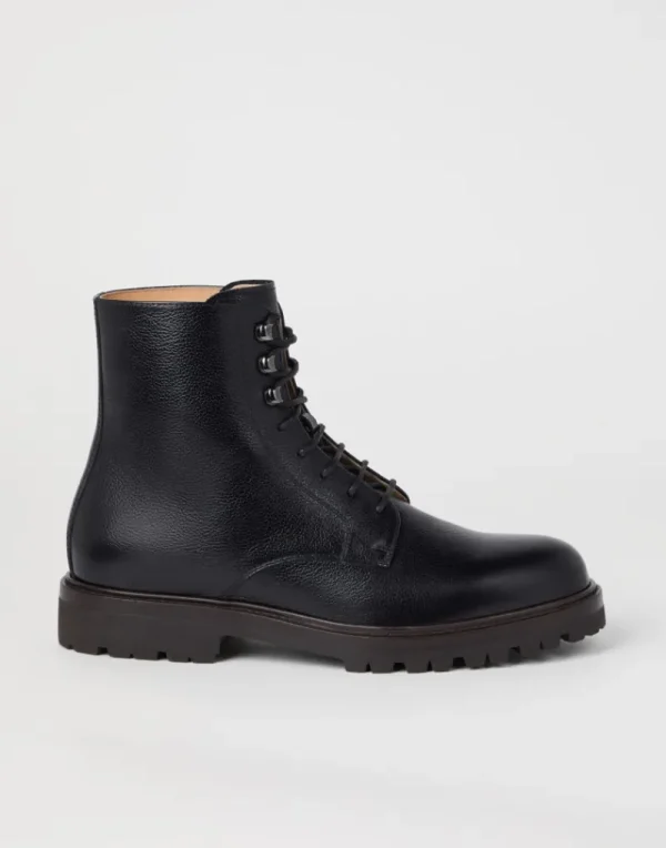 Boots-Brunello Cucinelli Boot in vitello texture Nero (C101)