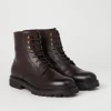 Boots-Brunello Cucinelli Boot in vitello texture con fodera in shearling Espresso (C8064)