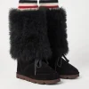 Stivali-Brunello Cucinelli Boot Mountain in camoscio e maglia di cashmere con inserti in shearling Nero (C101)