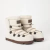 Stivali-Brunello Cucinelli Boot Mountain in camoscio e velluto a coste con fodera in shearling e Shiny Eyelets Bianco (C159)