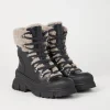 Stivali-Brunello Cucinelli Boot Mountain in vitello mat e shearling con Shiny Detail Nero (C101)