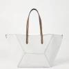 Borse A Mano & Shopper-Brunello Cucinelli Borsa BC Duo in gabardina di cotone e lino con monile Gesso (C455)