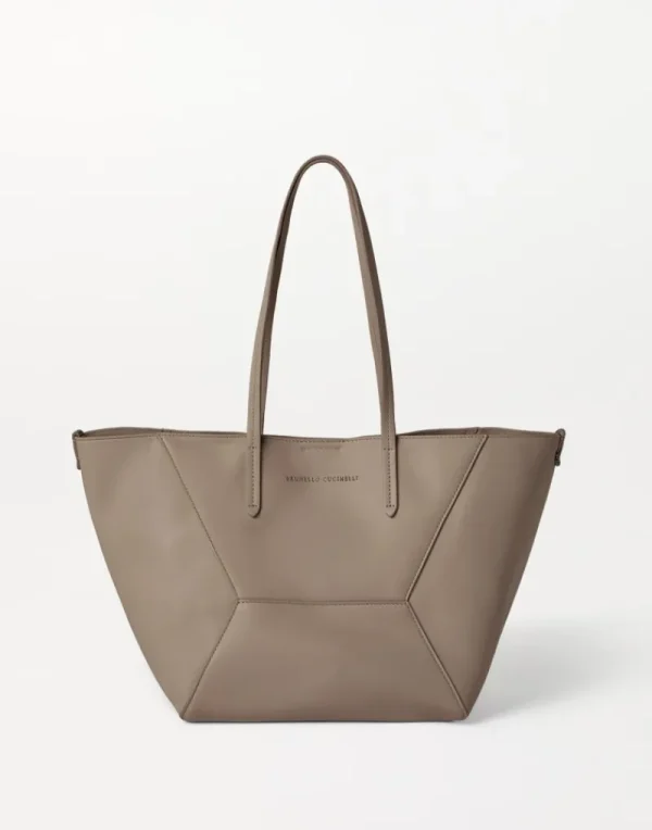 Borse A Mano & Shopper-Brunello Cucinelli Borsa BC Duo in vitello con monile Taupe (C2657)