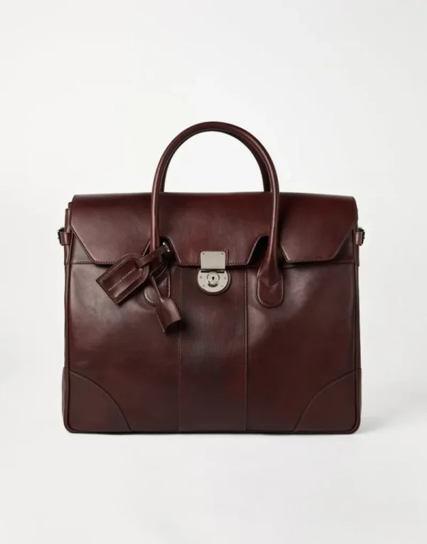 Borse-Brunello Cucinelli Borsa Boston Casual in vitello Burgundy (C8457)