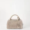 Borse A Mano & Shopper-Brunello Cucinelli Borsa Boston Explorer piccola in shearling Curly Tortora (C7890)