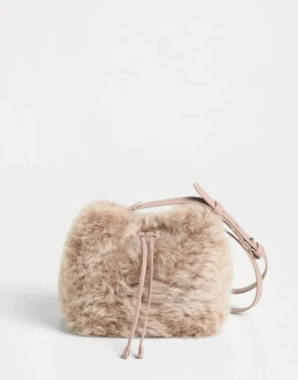 Borse-Brunello Cucinelli Borsa bucket in shearling Fleecy Rosa (C9972)