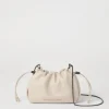 Borse A Tracolla & Zaini-Brunello Cucinelli Borsa Bucket Mellow mini in pelle Soft con Precious Chain Avorio (C8905)