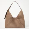 Borse A Mano & Shopper-Brunello Cucinelli Borsa Hobo BC Duo in vitello scamosciato Tabacco (C7275)