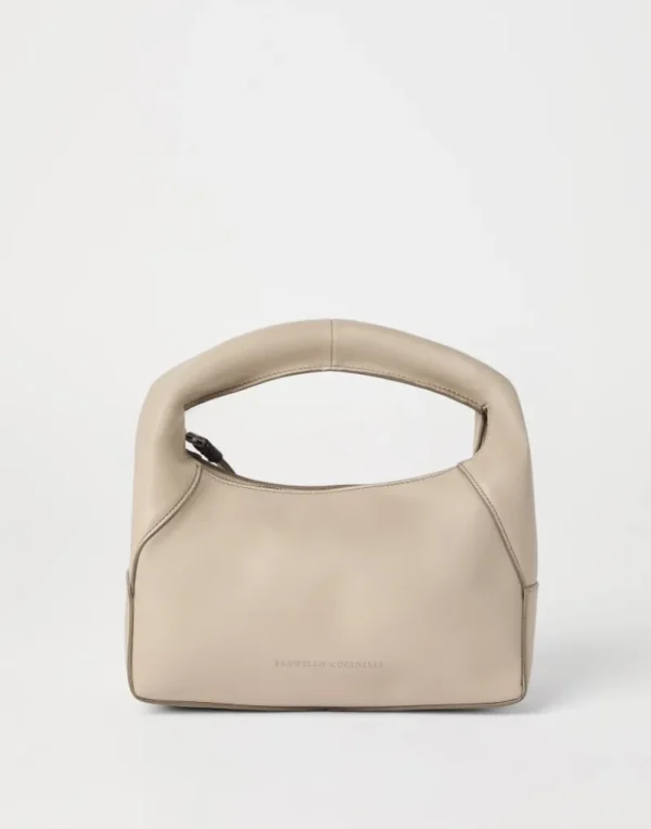 Borse A Mano & Shopper-Brunello Cucinelli Borsa Hobo BC Duo piccola in vitello Beige (C3251)