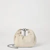 Borse A Tracolla & Zaini-Brunello Cucinelli Borsa Hobo Brioche in camoscio con Precious Chain Avorio (C8905)