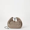 Borse A Tracolla & Zaini-Brunello Cucinelli Borsa Hobo Brioche in camoscio con Precious Chain Taupe (C2657)