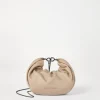 Borse A Tracolla & Zaini-Brunello Cucinelli Borsa Hobo Brioche in pelle Soft con Precious Chain Beige (C3251)