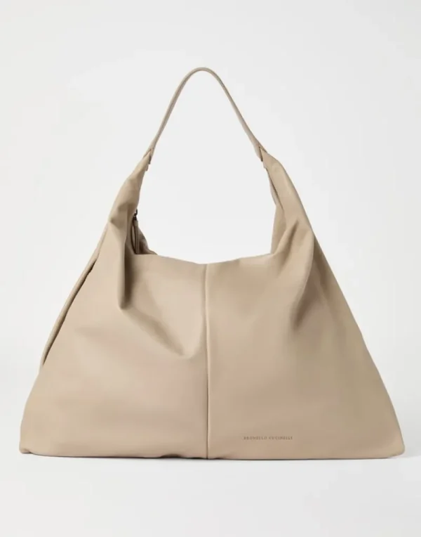 Borse A Mano & Shopper-Brunello Cucinelli Borsa Hobo Swing in nappa Beige (C3251)