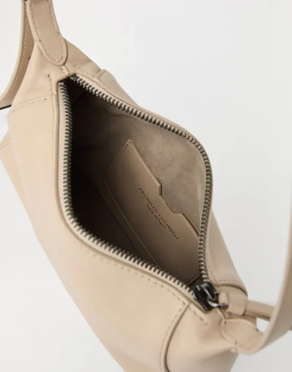 Borse A Mano & Shopper-Brunello Cucinelli Borsa Shoulder BC Duo in nappa con monile Beige (C3251)