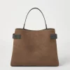 Borse A Mano & Shopper-Brunello Cucinelli Borsa Top-Handle Essence in camoscio con Precious Bands Marrone (C8769)