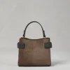 Borse A Tracolla & Zaini-Brunello Cucinelli Borsa Top-Handle Essence piccola in camoscio con Precious Bands Corteccia (C8769)