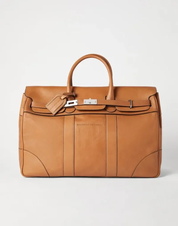 Borse-Brunello Cucinelli Borsa Weekender Country in vacchetta Cognac (C001)