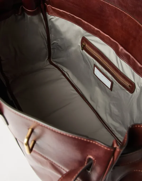 Borse-Brunello Cucinelli Borsa Weekender Country in vitello Burgundy (C8457)