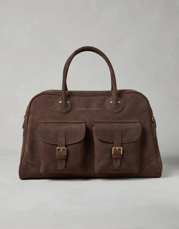 Borse-Brunello Cucinelli Borsa Weekender in nabuk Marrone (C1035)