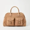 Borse-Brunello Cucinelli Borsa Weekender in vitello rovesciato Biscotto (C2683)