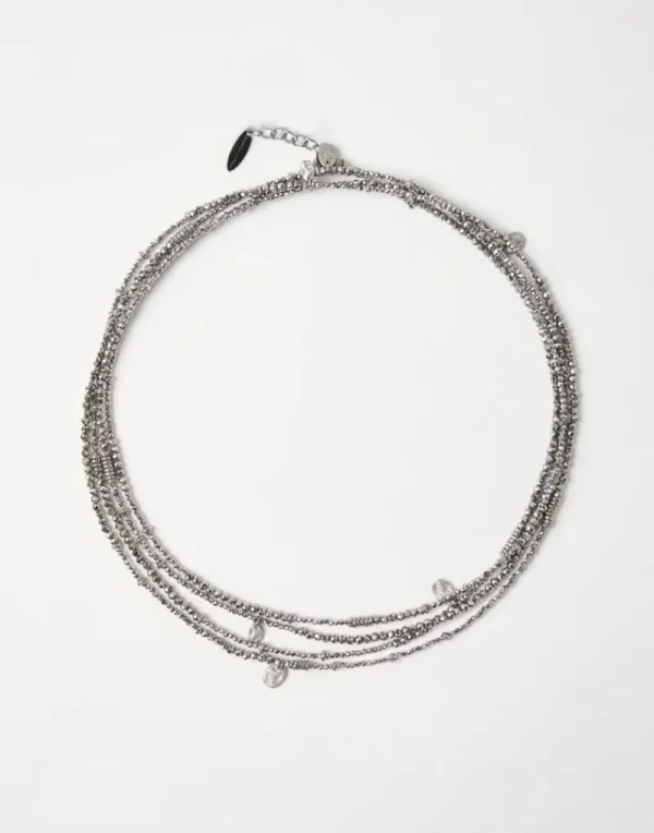 Event Dressing-Brunello Cucinelli Bracciale in ematite e Argento sterling 925 Lignite (CQU35)