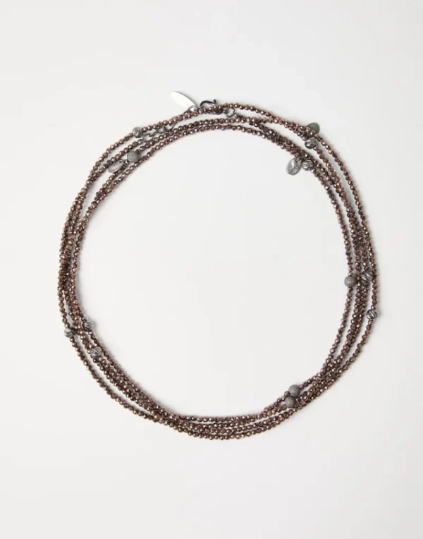 Event Dressing-Brunello Cucinelli Bracciale in ematite e Argento sterling 925 Marrone (CFT44)