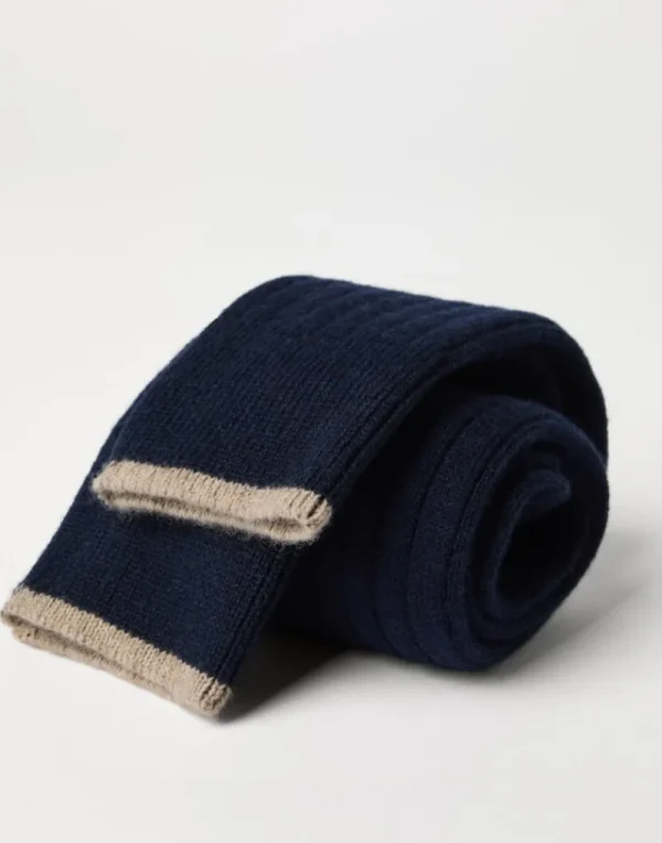 Altri Accessori-Brunello Cucinelli Calzini in maglia di cashmere a coste Blu Navy (CU715)