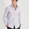 Camicie-Brunello Cucinelli Camicia basic fit in popeline con colletto francese Lavanda (C011)