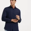 Camicie-Brunello Cucinelli Camicia basic fit in twill di cotone e cashmere Blu (C415)