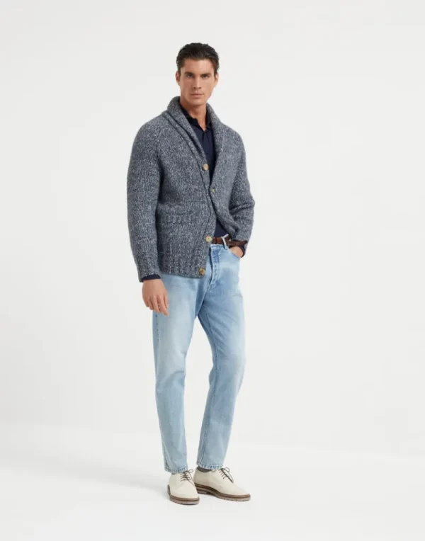 Camicie-Brunello Cucinelli Camicia basic fit in twill di cotone e cashmere Blu (C415)