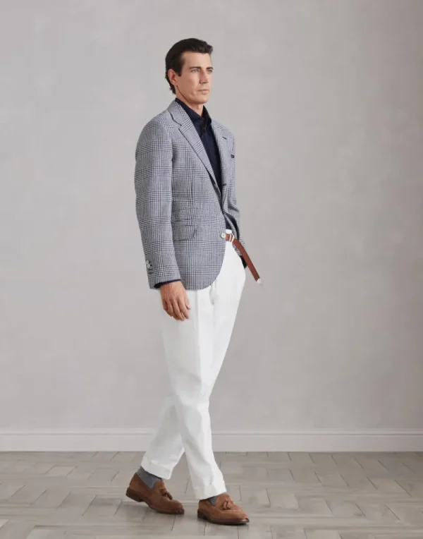 Camicie-Brunello Cucinelli Camicia basic fit in twill di cotone e cashmere con colletto button down Blu (C415)