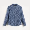 T-shirt & Camicie-Brunello Cucinelli Camicia collo coreana in twill Paisley di cotone Blu (C007)