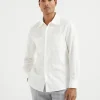 Camicie-Brunello Cucinelli Camicia easy fit in tela con riga Jacquard tono su tono e taschini Panama (C003)