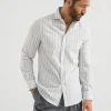 Camicie-Brunello Cucinelli Camicia easy fit in tela multiriga di cotone con colletto francese Denim (C001)