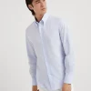 Camicie-Brunello Cucinelli Camicia slim fit in Oxford con colletto button down Azzurro (C002)