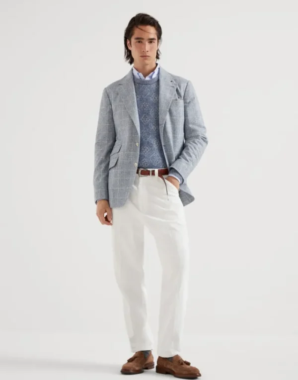 Camicie-Brunello Cucinelli Camicia slim fit in Oxford con colletto button down Azzurro (C002)